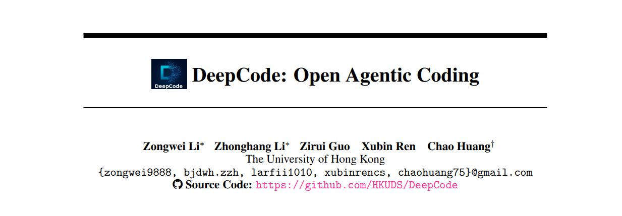 DeepCode: Open Agentic Coding Framework